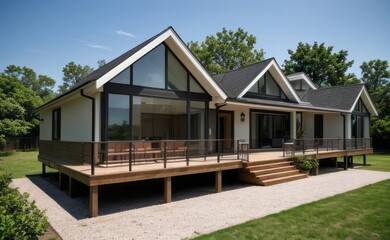 modern exterior home made with glasses