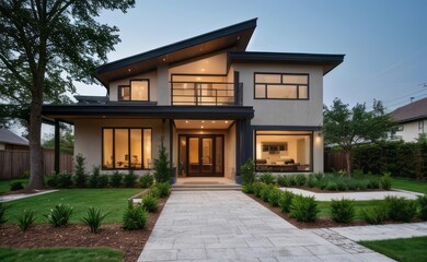 modern exterior home made with glasses