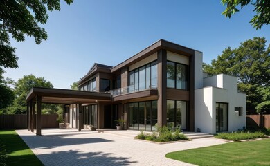 modern exterior home made with glasses