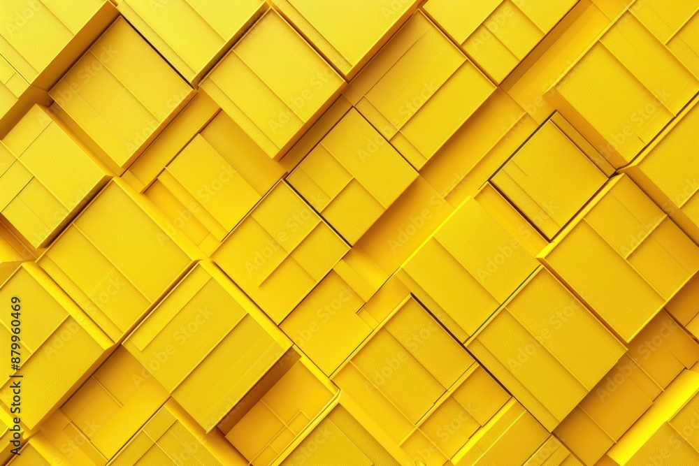 Poster a pile of bright yellow boxes stacked one on top of another