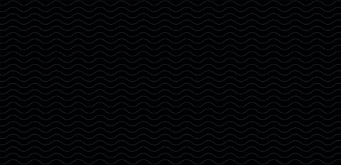 Fototapeta premium Curve wavy shaped grey outline seamless pattern with a black background. Seamless Geometric Vector Repeating Pattern.