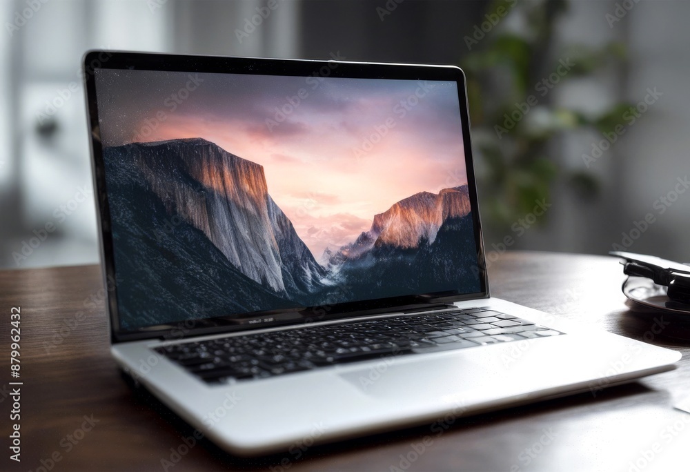 Aufkleber background laptop angle space 3d white olated illustration empty screen computer isolated technology