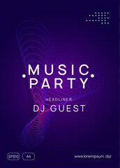 Discotheque Flyer. Pink Night Club Magazine. Techno Concert Graphic. Festival Vector. Dj Event. Violet Sound Banner. Electronic Disco Illustration. Blue Discotheque Flyer