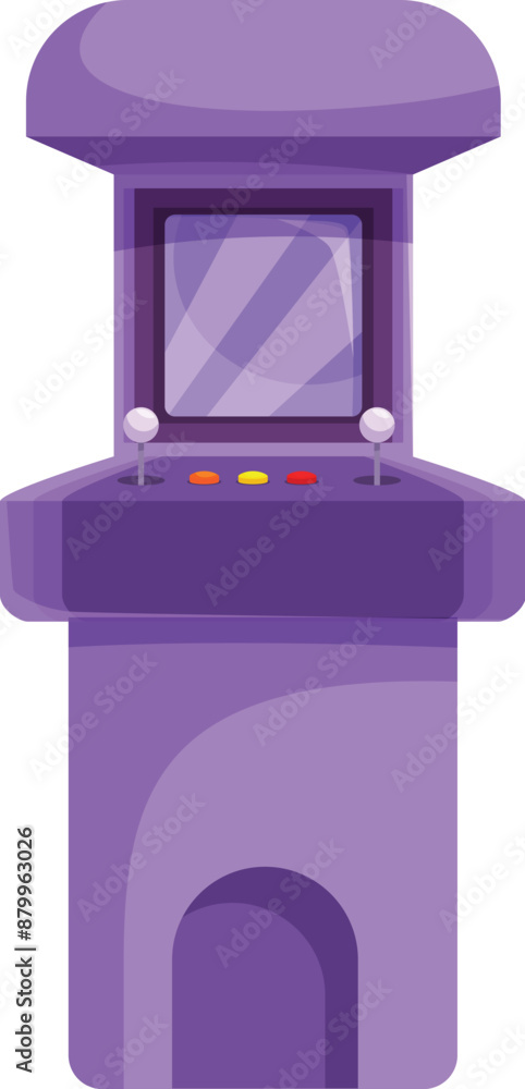 Poster large purple arcade game standing upright, ready for a player to insert a coin and start playing