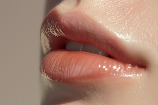 Close-up view of a woman's lips with black lipstick. Ideal for makeup tutorials and edgy fashion editorials. Beautiful simple AI generated image in 4K, unique.