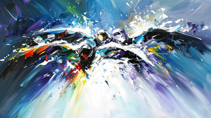 Abstract Colorful Painting with Dynamic Brushstrokes