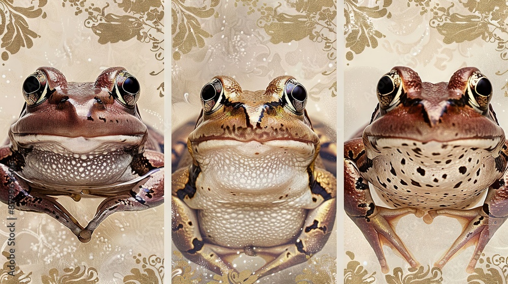 Poster three images show the frog's head from different angles two images depict the same frog's head at va