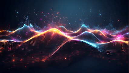 Obraz premium Magical cosmic energy flow wave illustration