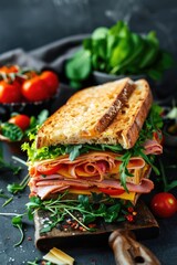 Sandwich with ham, cheese