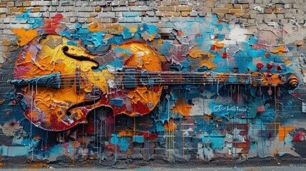 Fototapeta premium Colorful Double Bass Graffiti