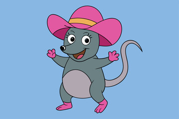 Cute Rat Vector Illustration - Cartoon Clipart and Line Art Design