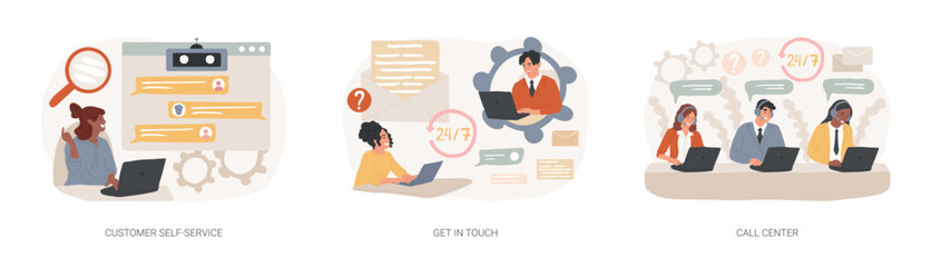 Help line isolated concept vector illustration set.