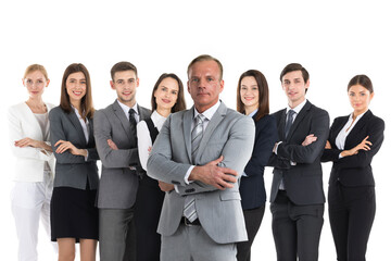 a lot of business people stand on white background