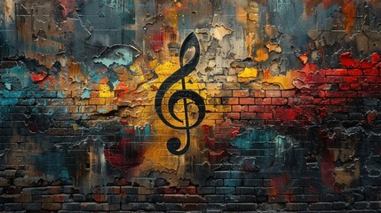 Fototapeta premium Music Graffiti on Brick Wall