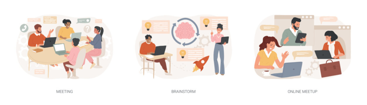 Team communication isolated concept vector illustration set.