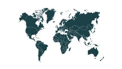 World map. Modern black vector map. Silhouette map