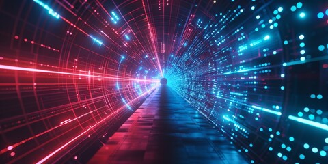 A vibrant depiction of futuristic data streams glowing in cyberspace, evoking high-tech communication.