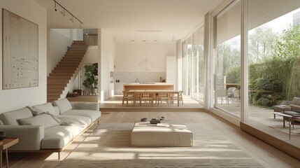 Scandinavian Modern Living Room with Clean Lines and Cozy Design