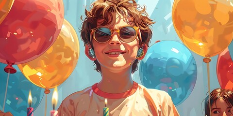 A deaf child enjoys a vibrant birthday celebration with friends.