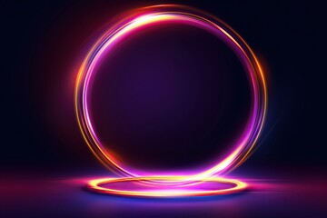 Obraz premium Bright neon purple frame on dark background