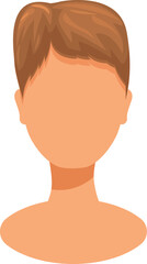 Faceless male character bust with brown hair, avatar, user, profile picture