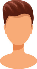 Illustration featuring a young adult man with brown hair and blank expression, conveying a sense of neutrality and anonymity