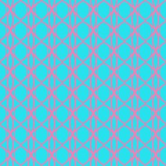 Pink seamless geometric pattern on a blue background