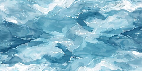 Obraz premium Image is blue and white watercolor painting of wave