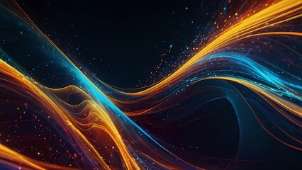 Obraz premium Vibrant abstract colorful waves with glowing particles for technology backgrounds. 