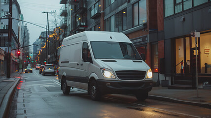 Fototapeta premium High end small work van in the city.