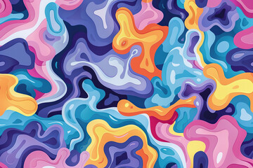 A colorful abstract painting with a lot of swirls and shapes, generative ai image..