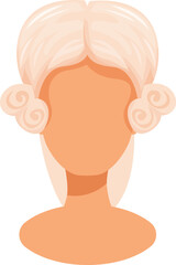 Faceless person wearing a white baroque era wig, historical fashion and style