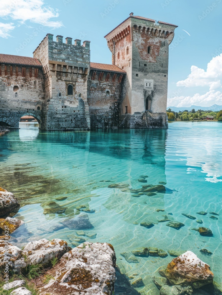 Poster Castle is reflected in water