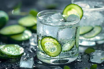 Fototapeta premium Food close-up. Cucumber slices