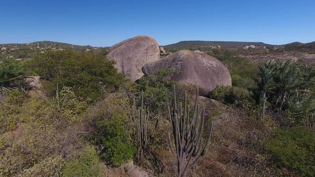 Aerial view of Geos&iacute;tio Serra Verde, Sert&atilde;o do Serid&oacute; Region - Cerro Cor&aacute;, Rio Grande do Norte, Brazil
