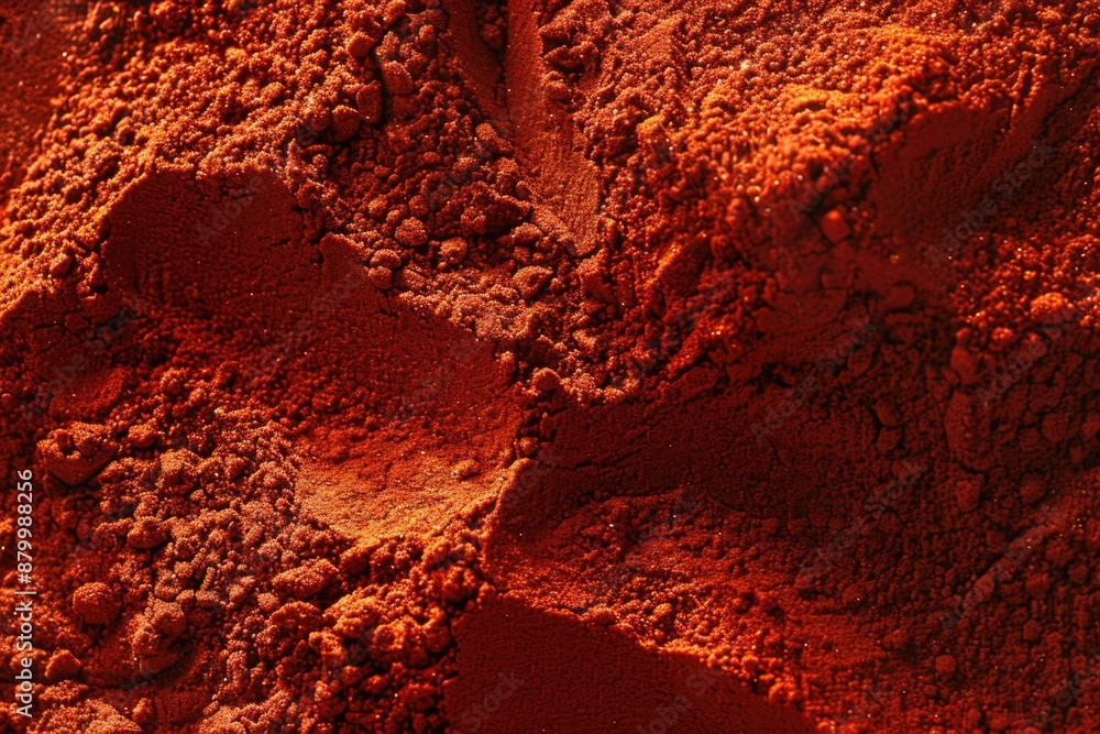 Poster A close-up shot of a pile of bright red powder, great for use in backgrounds or textures