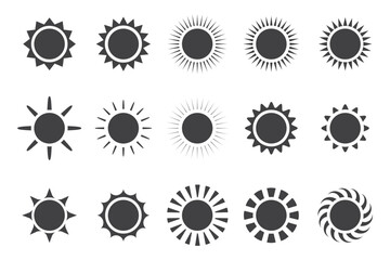 sun icon set. sun vector. sunshine icon set. sunlight effect. yellow sun symbol. sunshine vector sign collection. transparent background. heat. circle pattern. vector illustration.