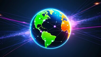 Fototapeta premium Digital Networked Earth 