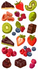 a selection of healthy snacks, nutritious options, detailed illustration, colorful, isolated on white background