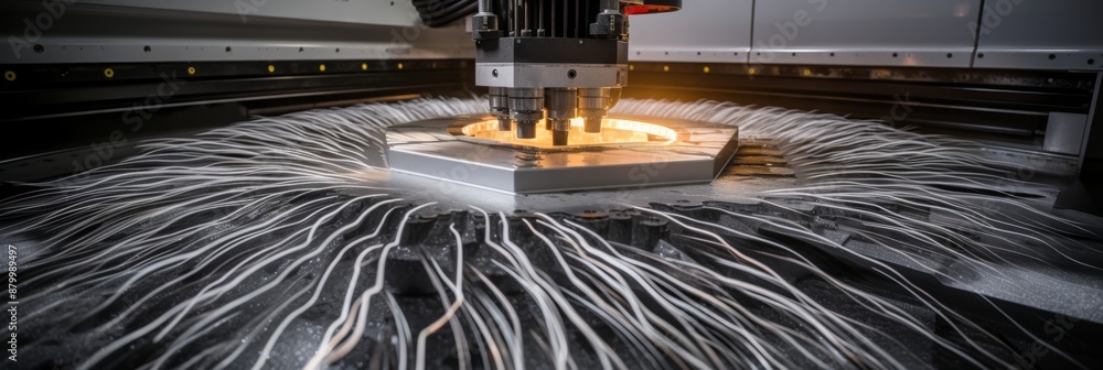 Poster cnc machine showcases strength and versatility of composite material in intricate crafting process