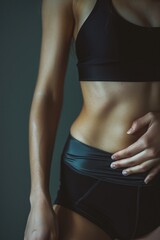 Fototapeta premium A close-up of a person wearing only black underwear, no distractions or context