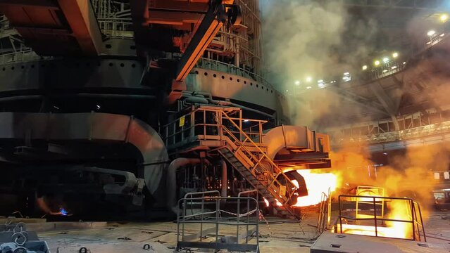 Large electric blast furnace in metallurgical factory