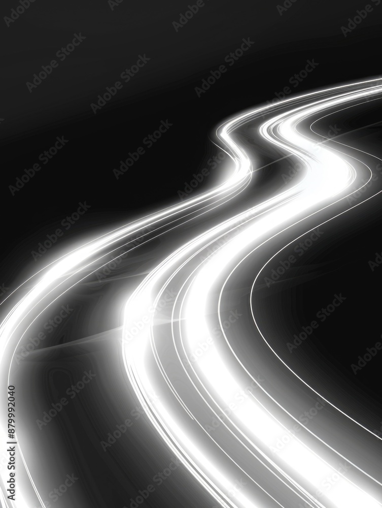 Wall mural Black and white photo of road with white lines