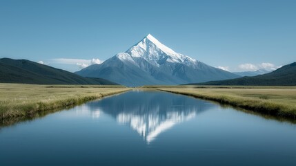 Landscape backgrounds with natural scenes like mountains, forests, and rivers showcasing the beauty of the great outdoors in realistic detail Illustration, Image, , Minimalism,