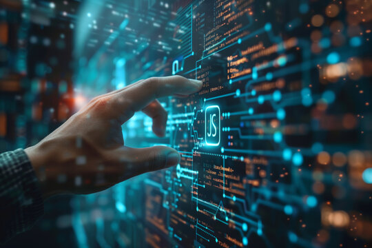 A Hand Reaches Towards the Digital Realm of Javascript Development