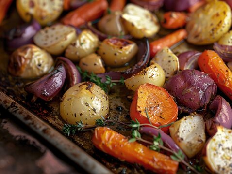 Tray of vegetables including carrots and onions
