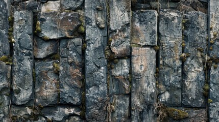 Old Weathered Stone Fence Texture Background Banner