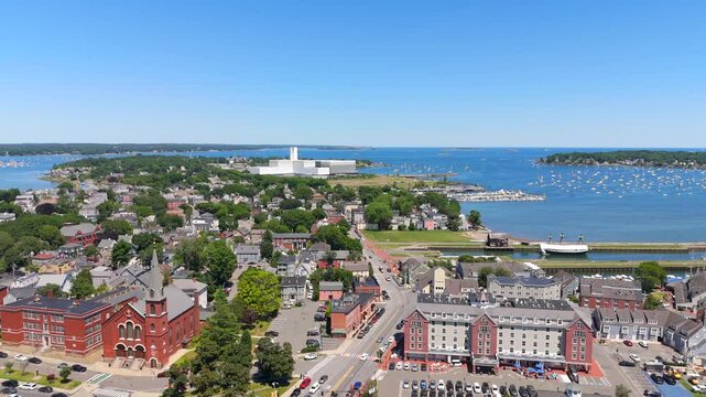 Salem, Massachusetts, USA. Aerial drone video 2024