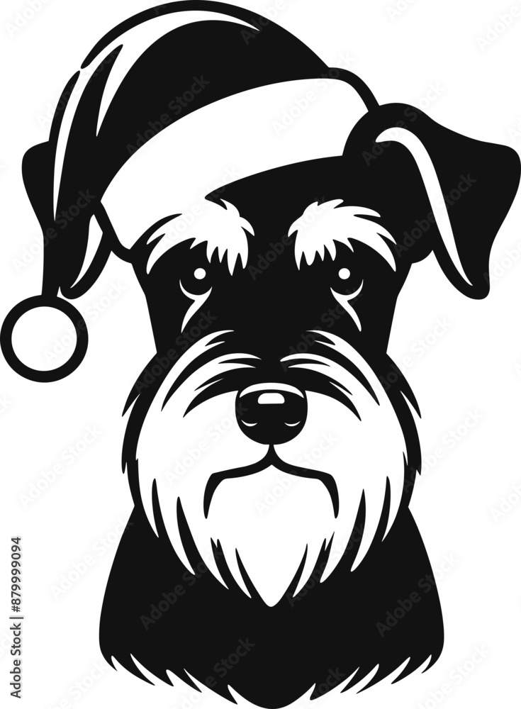 Canvas Prints schnauzer in santa hat