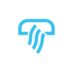 letter t jellyfish simple geometric abstract logo vector